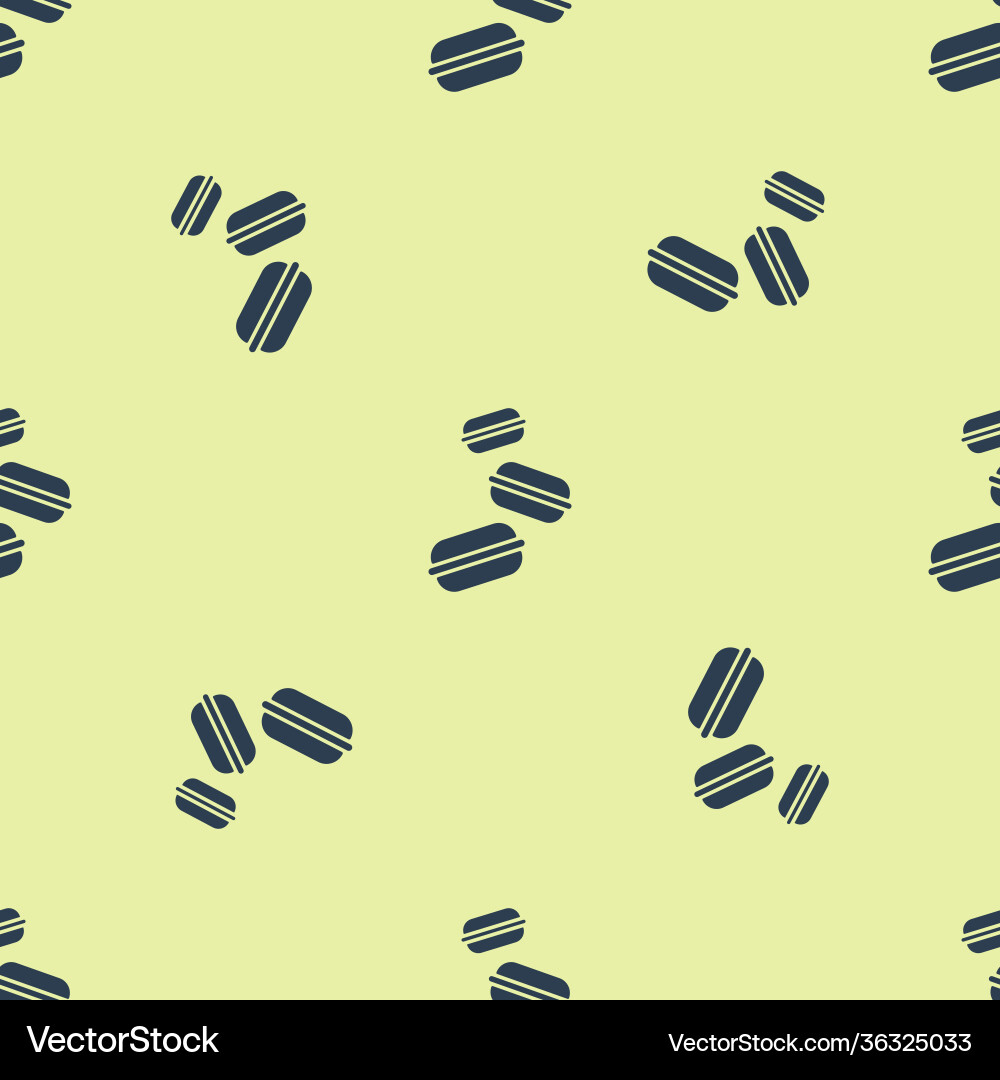 Blue macaron cookie icon isolated seamless pattern Vector Image
