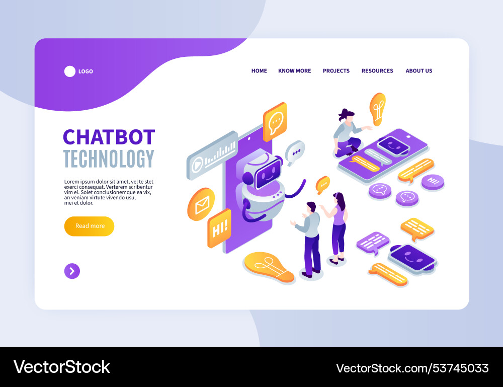 Chatbot technology interaction Chatbot technology interaction vector image