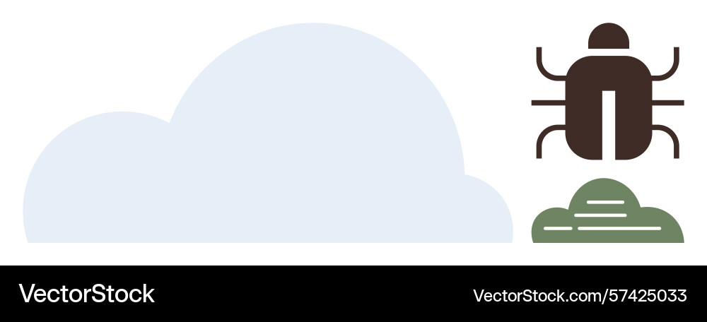 Cloud computing security threat with a bug vector image