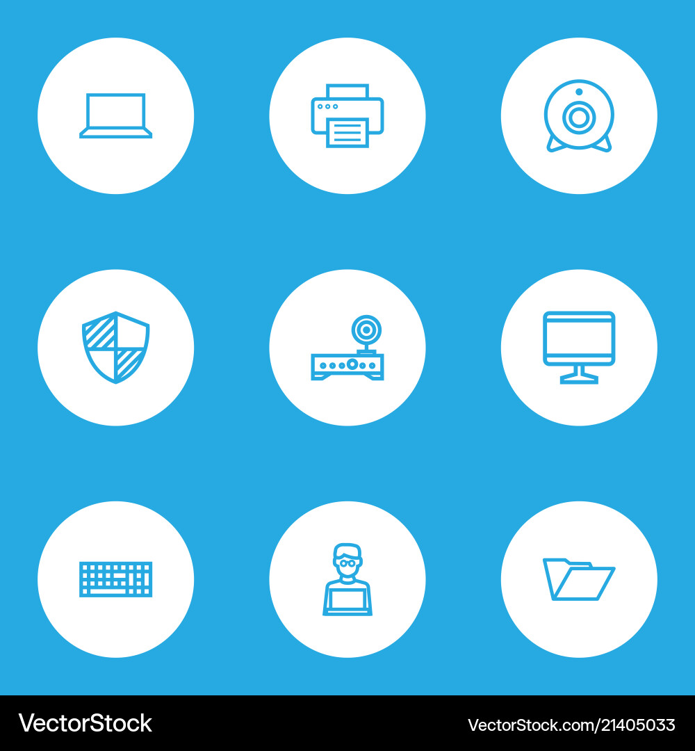 Computer icons line style set with folder Computer icons line style set with folder vector image