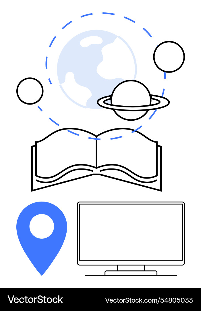 Digital learning with planetary science elements Digital learning with planetary science elements vector image