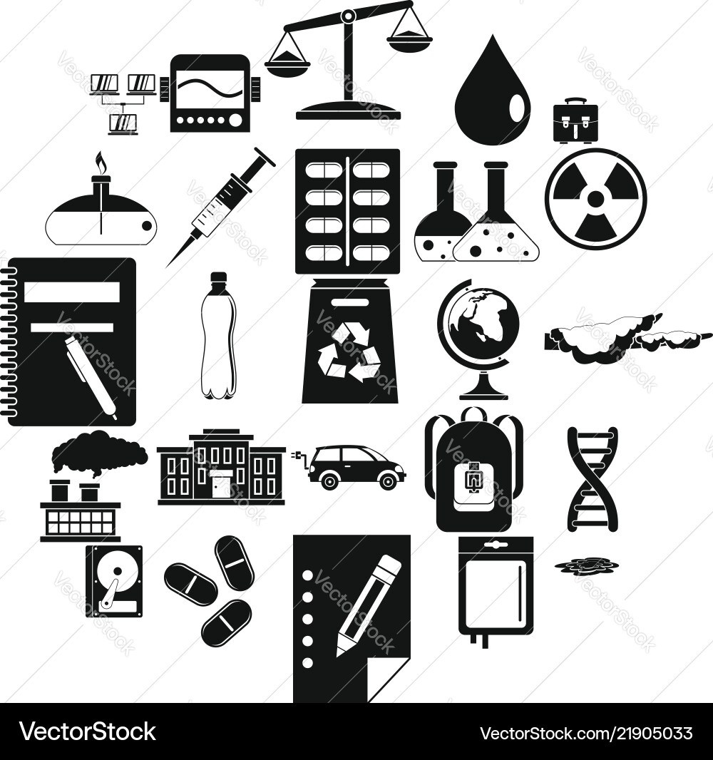 Experiment icons set simple style Experiment icons set simple style vector image