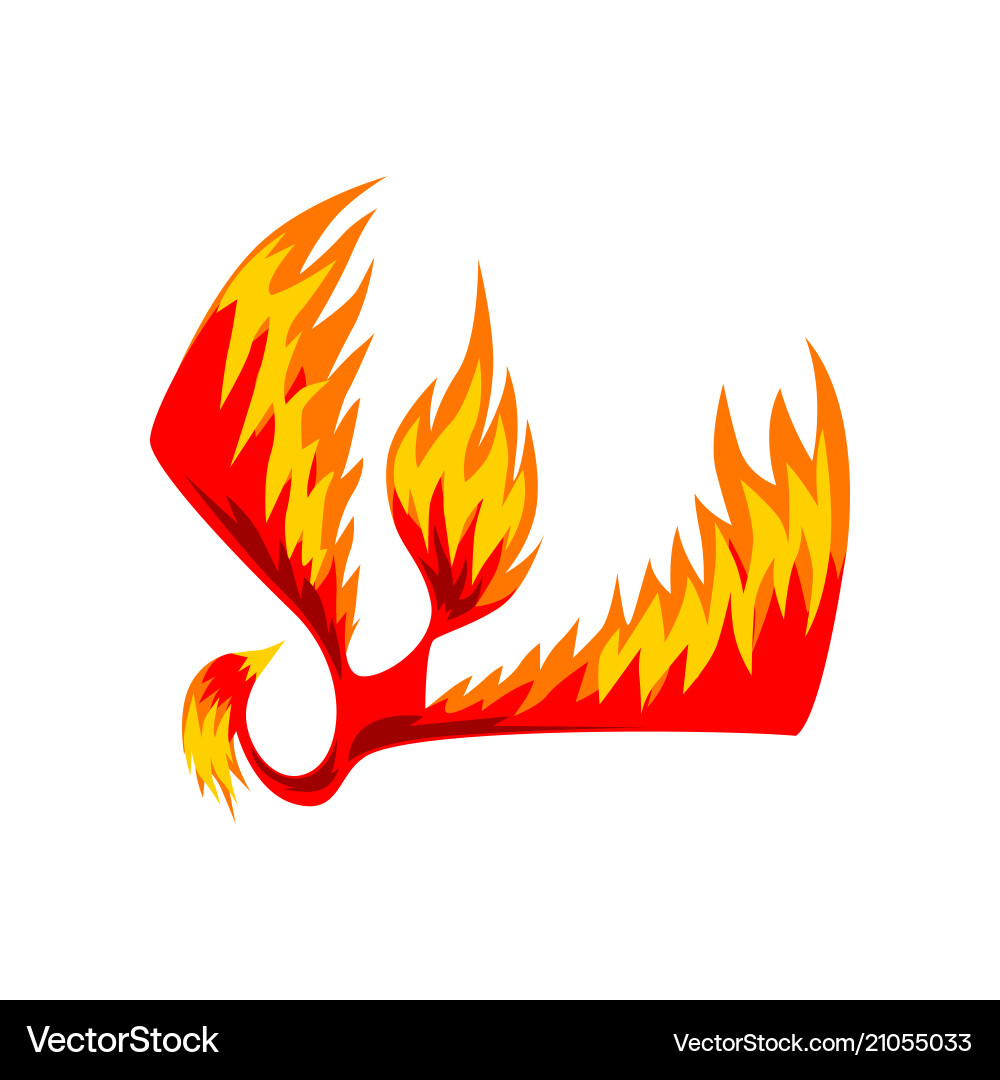Flaming phoenix bird mythical firebird Flaming phoenix bird mythical firebird Vector Image