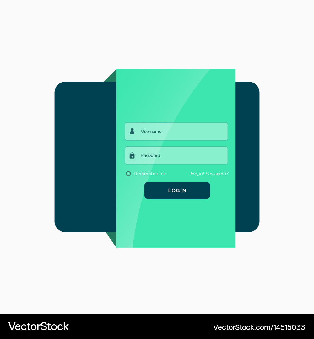 Flat green login user interface template design vector image