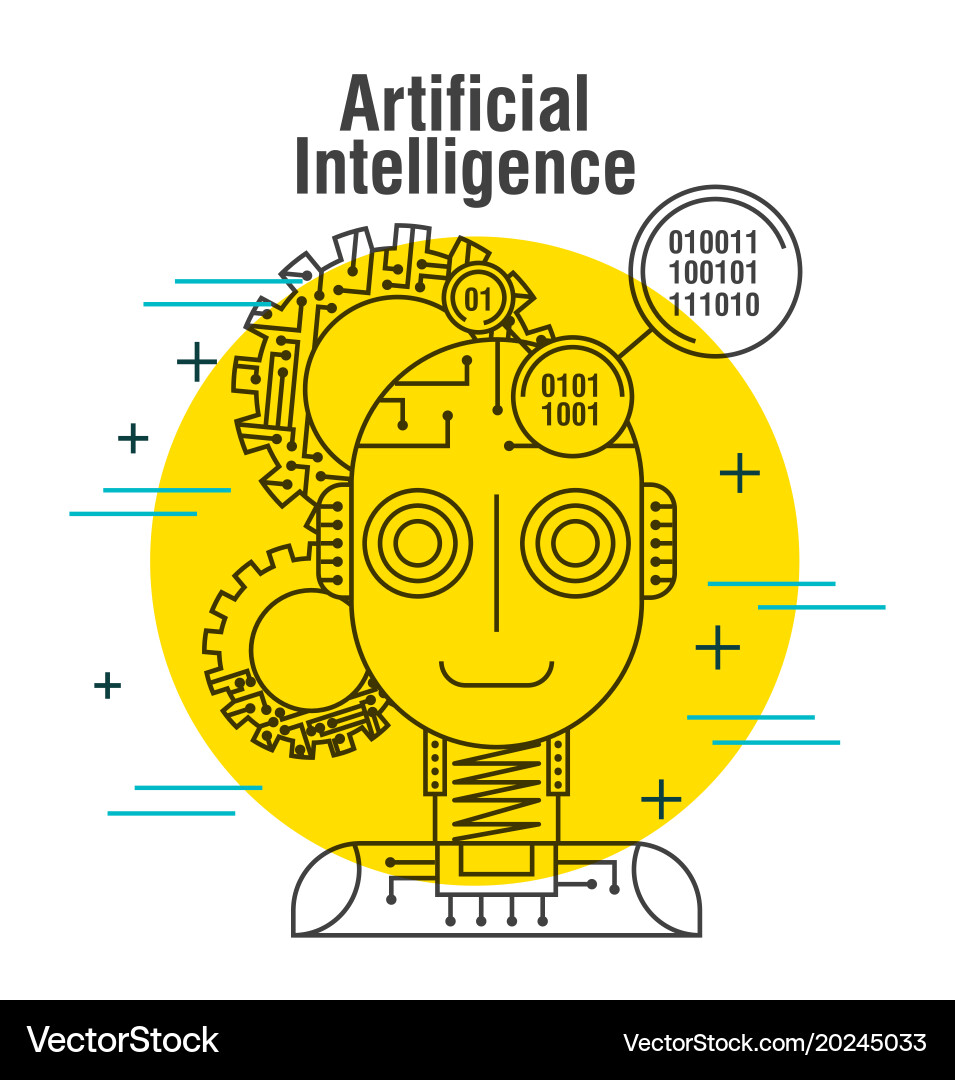 KI Roboter Code Binary Gears vektorbild