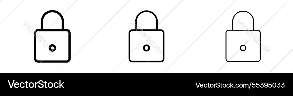 Lock icons in three different stroke lines vector image