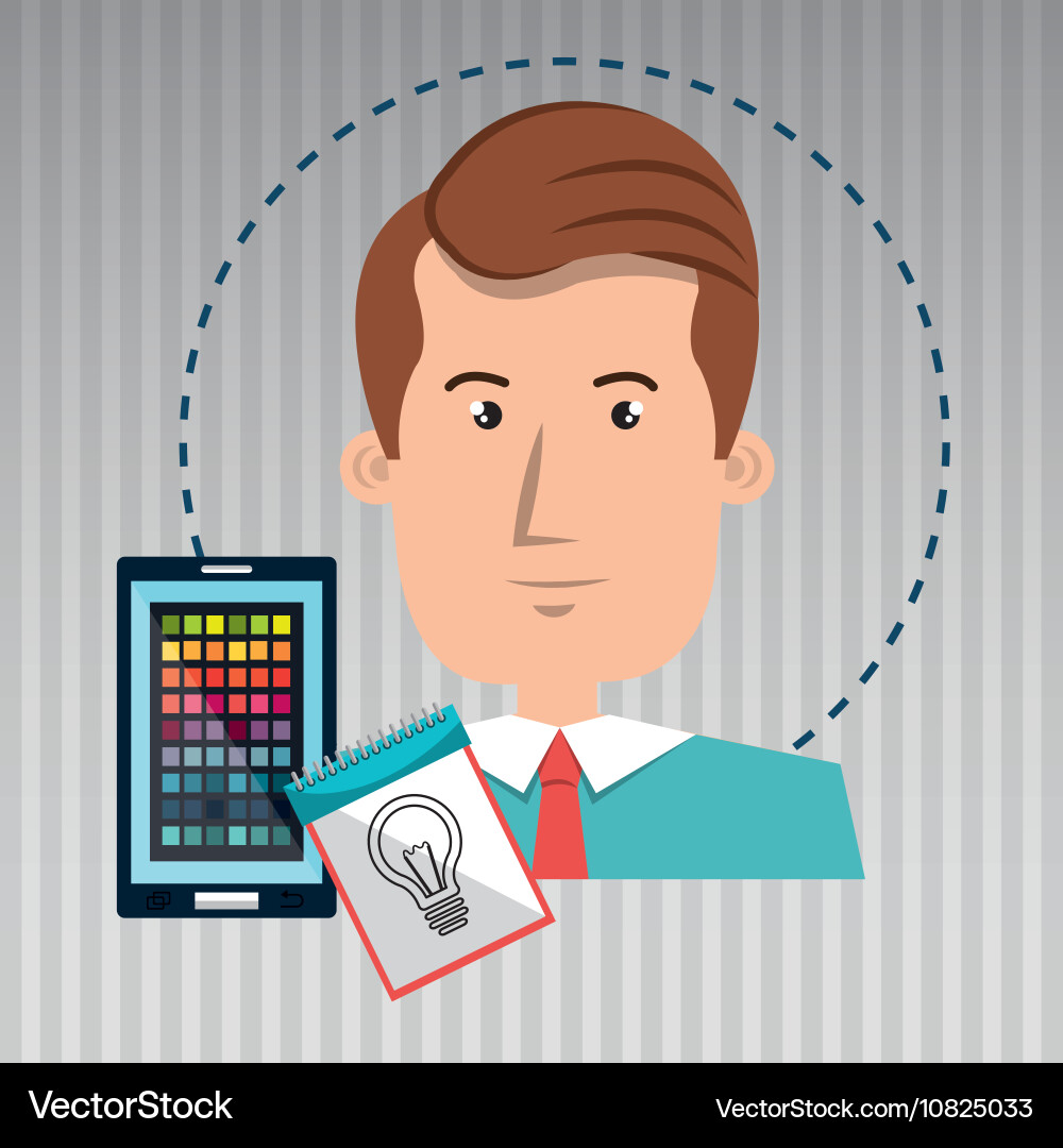 Man smartphone color chart idea vector image