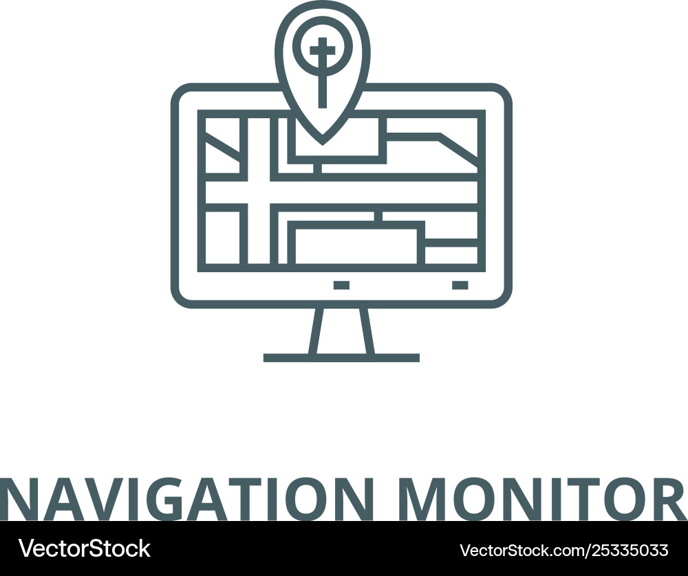 Navigation monitor with map line icon Navigation monitor with map line icon Vector Image