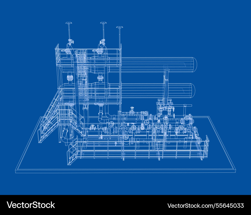 Petroleum heater exchanger rendering of 3d Petroleum heater exchanger rendering of 3d vector image