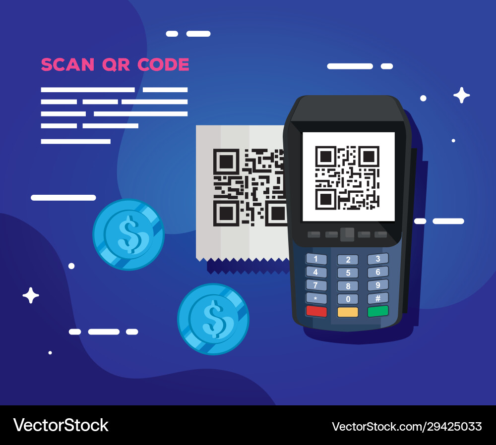 Scan code qr with dataphone vector image