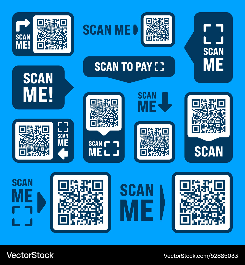 Scan me qr code sticker with text online payment vector image