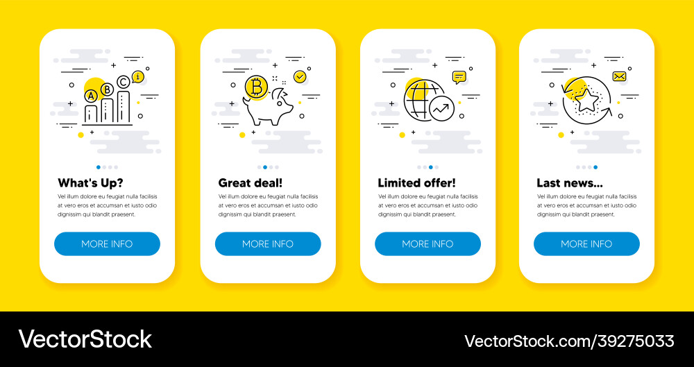Set of bitcoin coin graph chart and world Set of bitcoin coin graph chart and world vector image