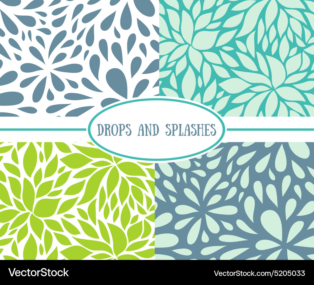 Set of seamless stylish patterns with drops vector image