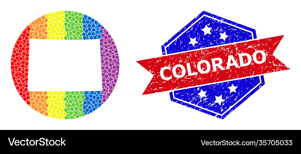 Spectrum pixelated map colorado state mosaic Vector Image