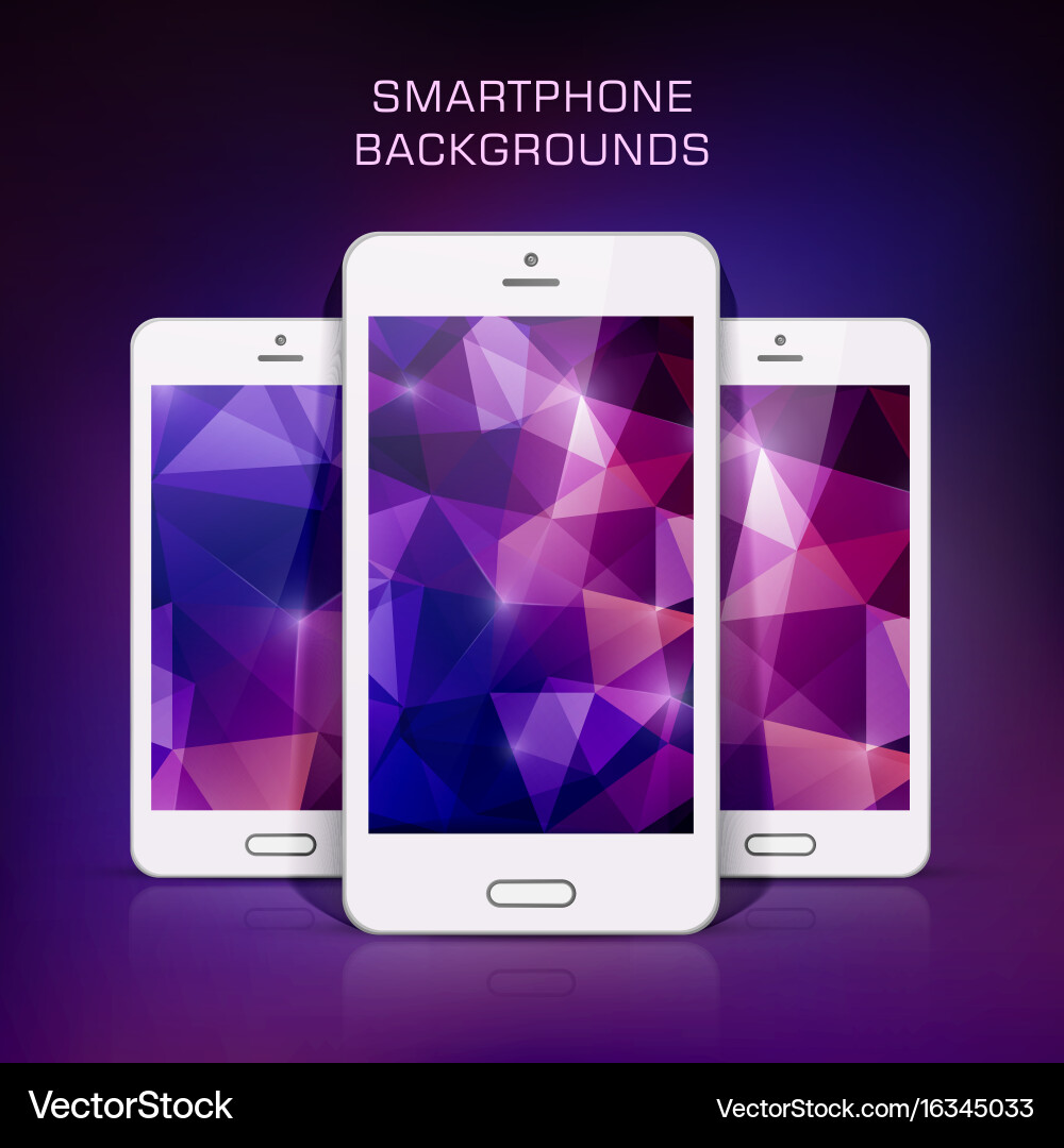 White mobile phone with triangular background vector image