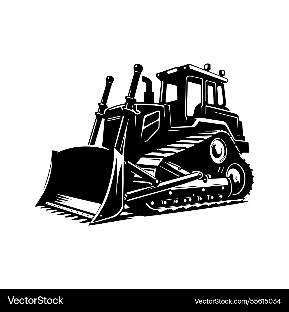 Bulldozer silhouette on a white background Bulldozer silhouette on a white background vector image