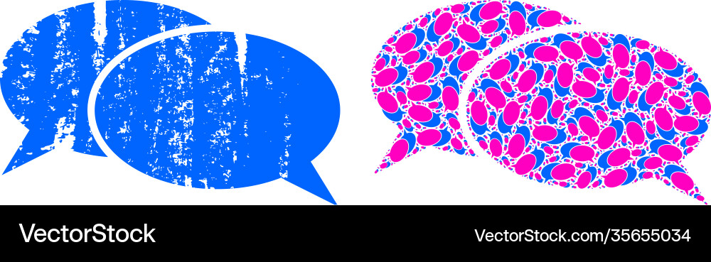 Chat icon recursion mosaic and grunge textured Chat icon recursion mosaic and grunge textured vector image