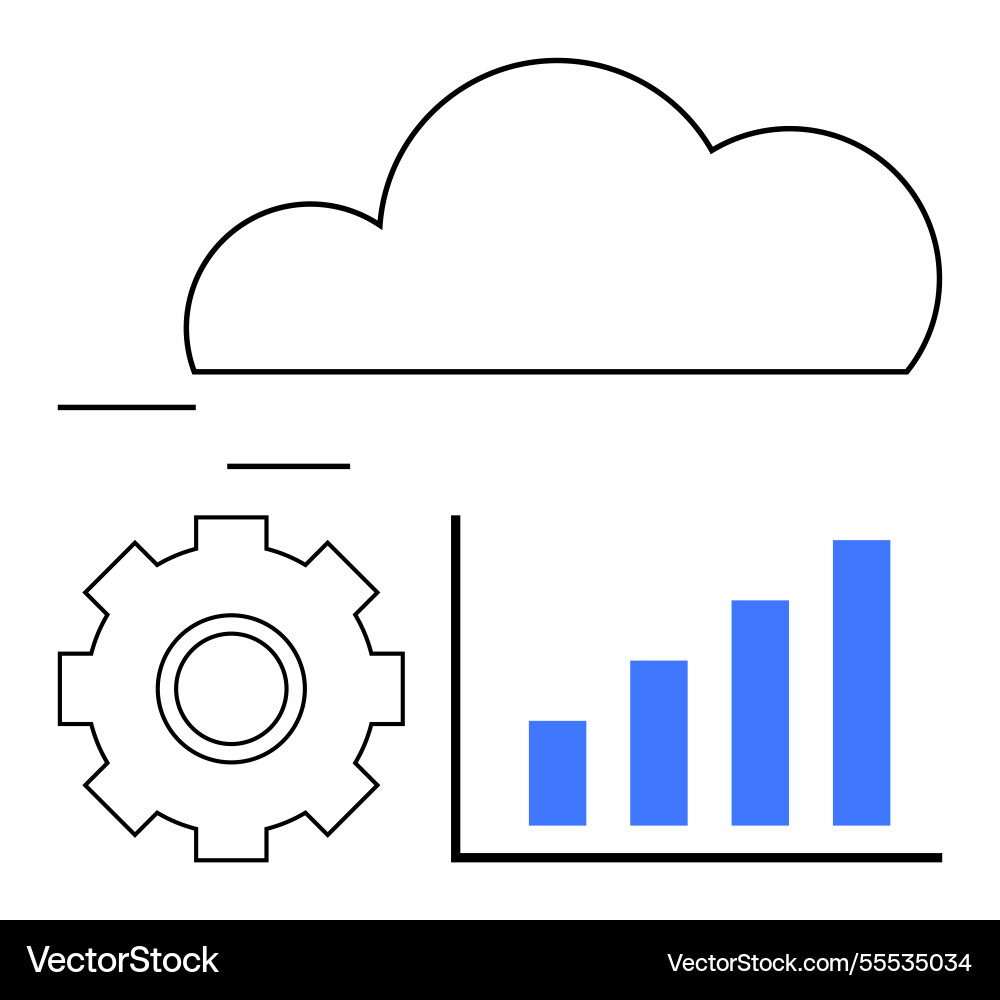 Cloud computing with data analytics and gear icon Cloud computing with data analytics and gear icon vector image