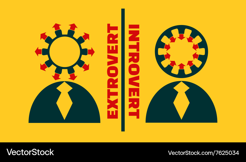 Extrovert vs introvert metaphor vector image