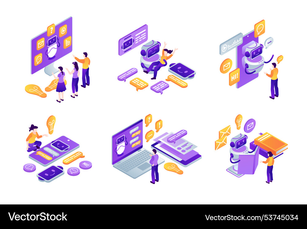 Isometric of digital communication concepts Isometric of digital communication concepts vector image