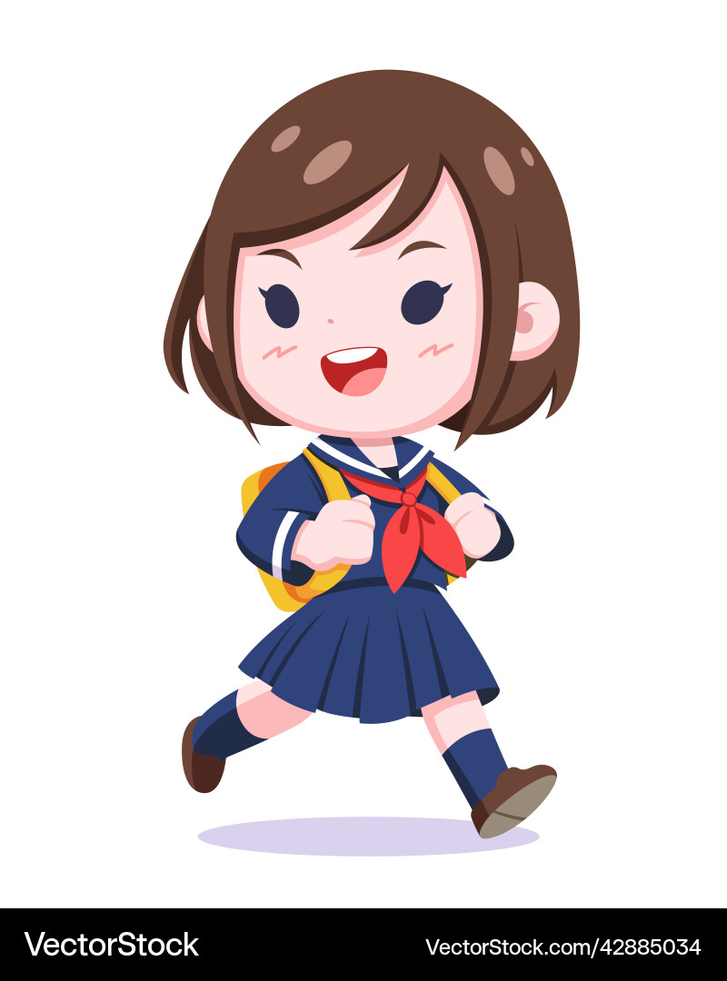 Japanese schoolgirl cartoon Japanese schoolgirl cartoon vector image