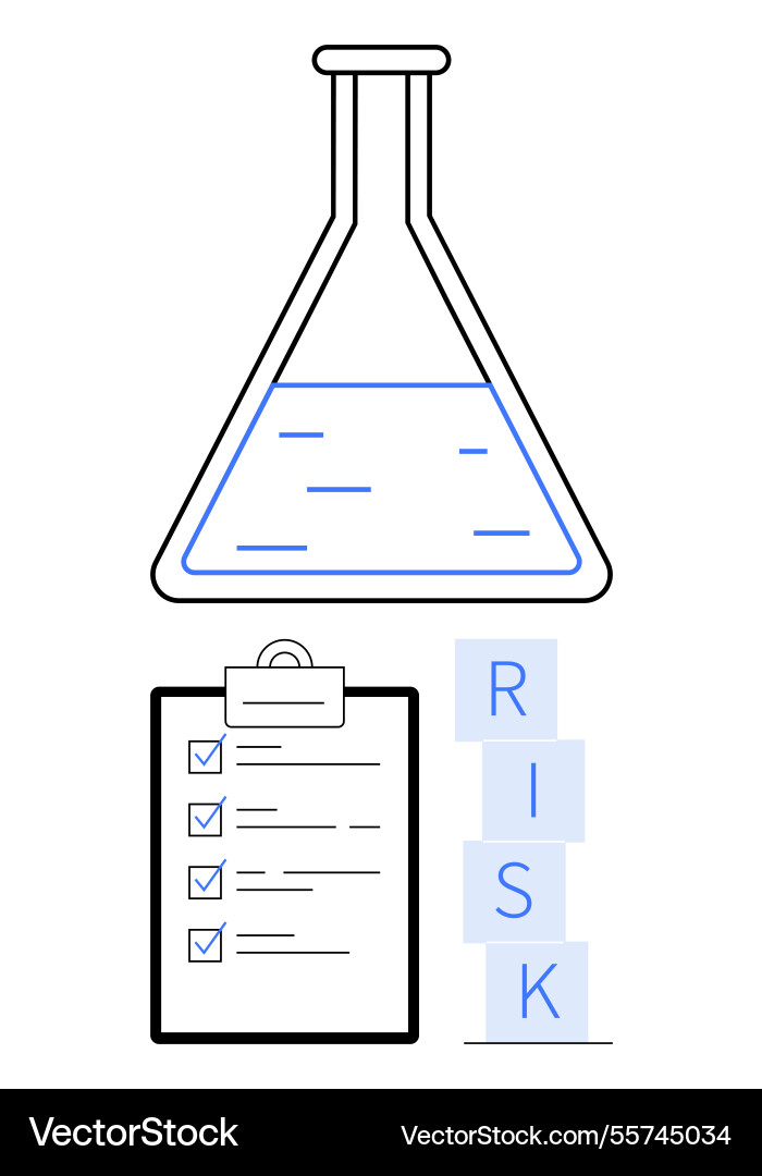 Laboratory flask checklist and risk blocks Laboratory flask checklist and risk blocks vector image