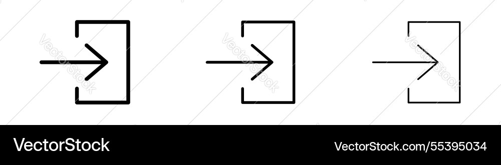 Log out icons in three different stroke lines vector image