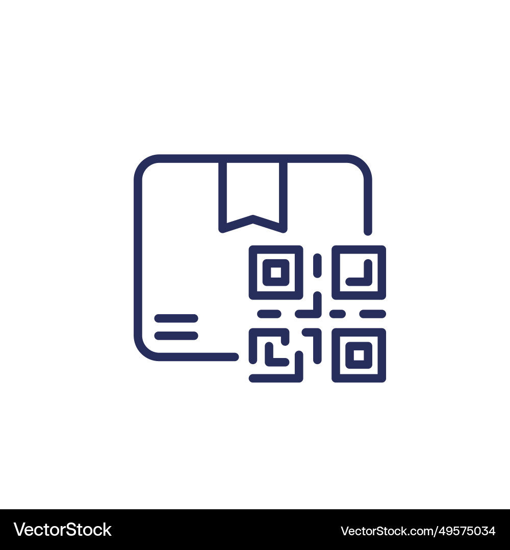 Package box with qr code line icon Vector Image