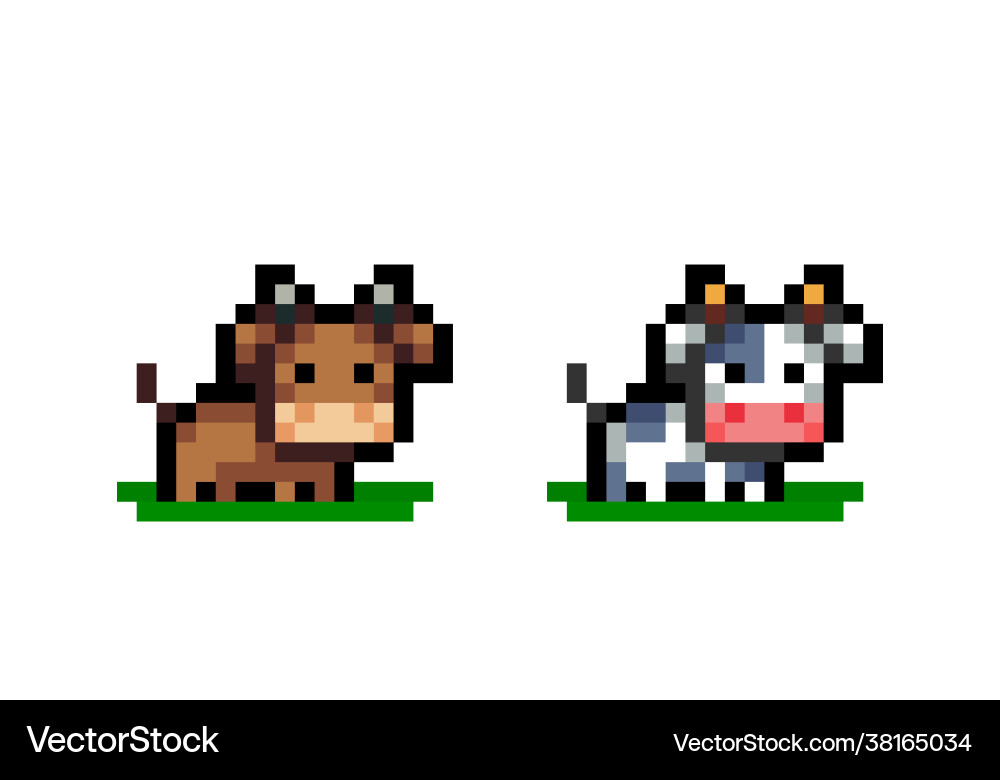 Pixel cow image for game 8 bit Pixel cow image for game 8 bit Vector Image
