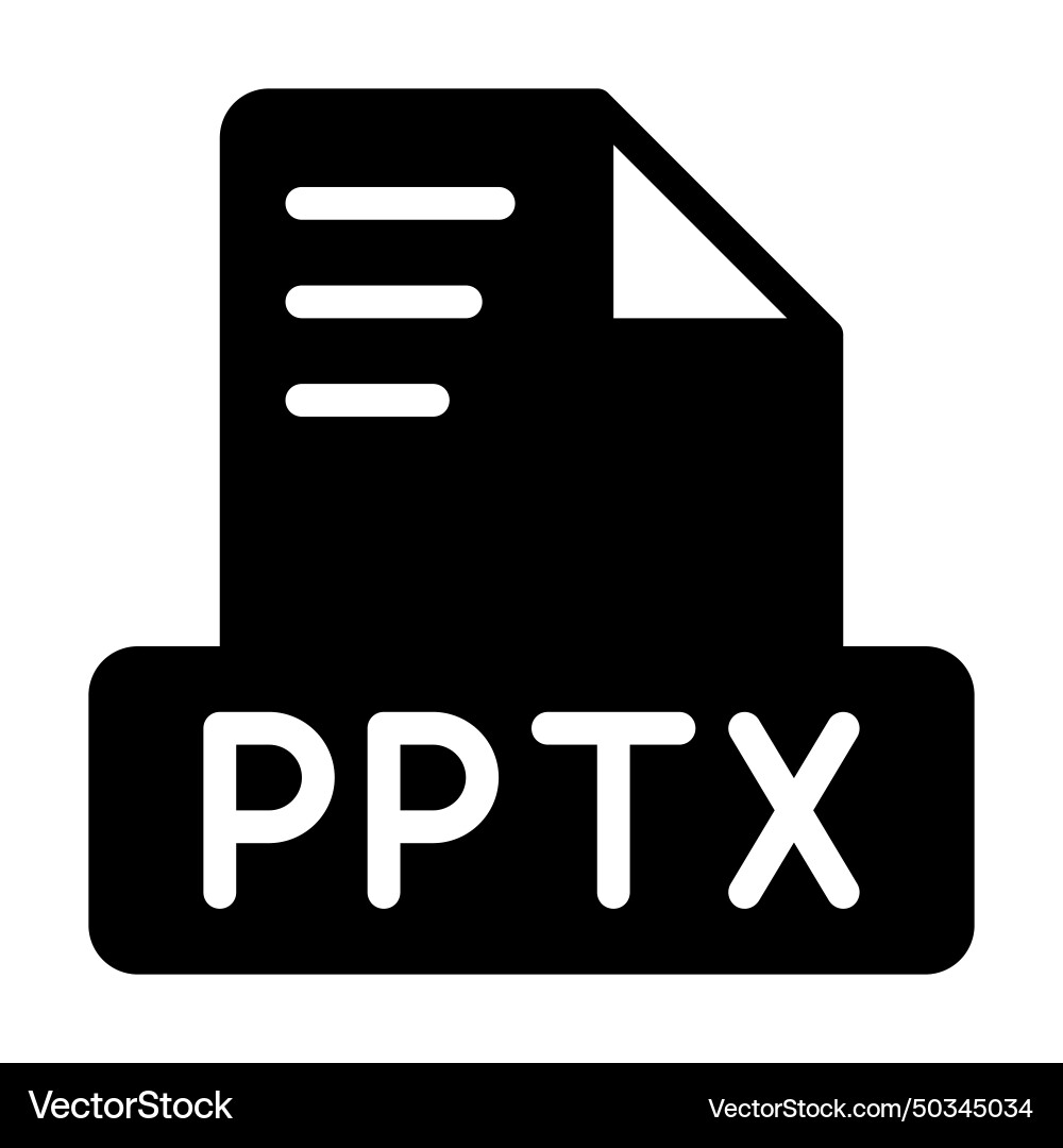 Pptx file icon solid style simple design document vector image