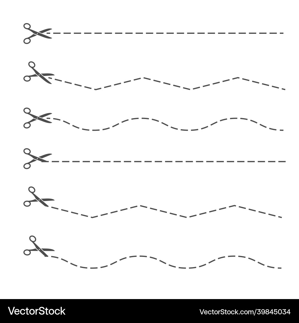 Set of contours for cutting lines with scissors Set of contours for cutting lines with scissors vector image