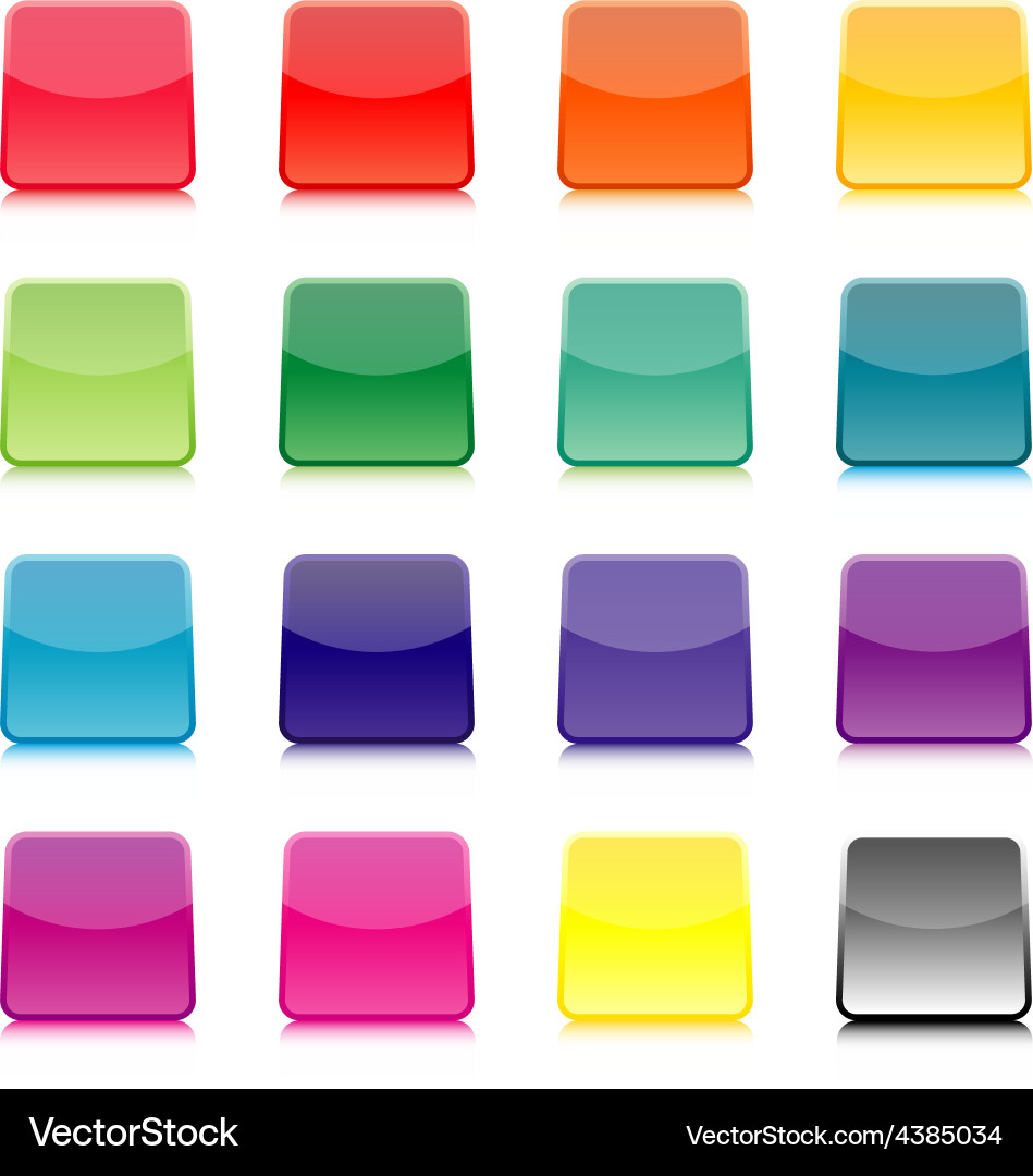 Set of multicolored square buttons vector image