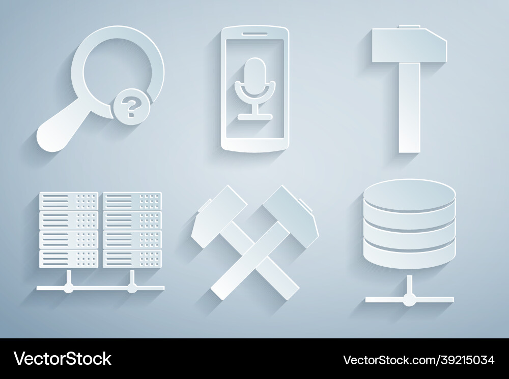 Set two crossed hammers hammer server data web Set two crossed hammers hammer server data web vector image