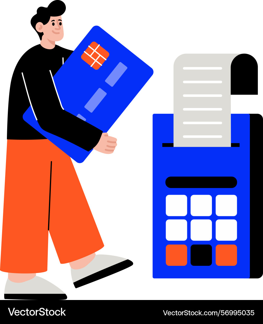A flat style showing person using pos vector image