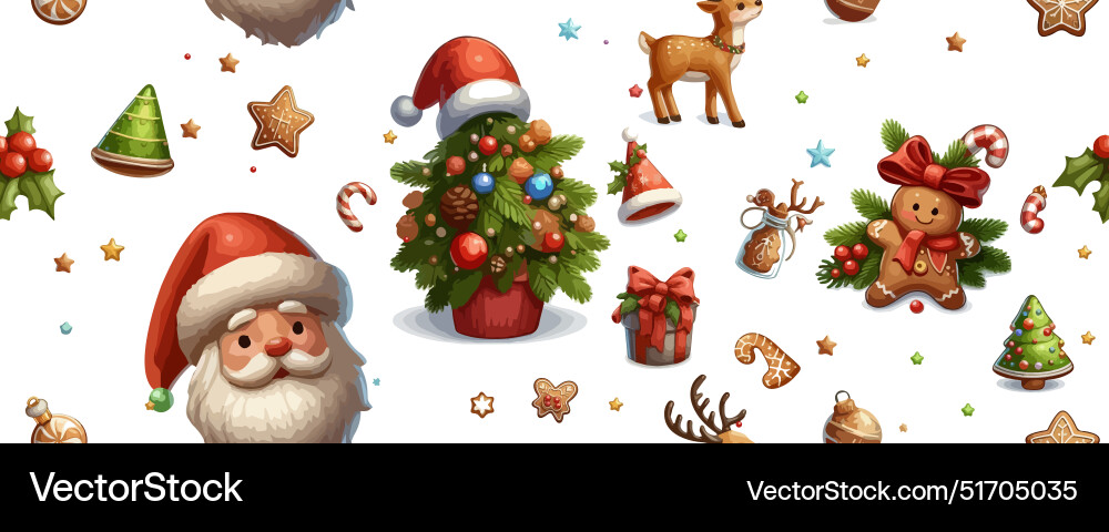 Christmas seamless pattern with a set of elements Christmas seamless pattern with a set of elements vector image