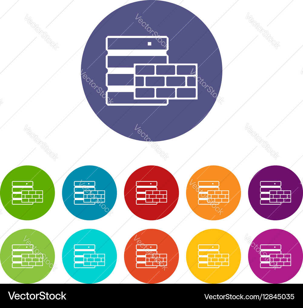 Database and brick wall set icons Vector Image