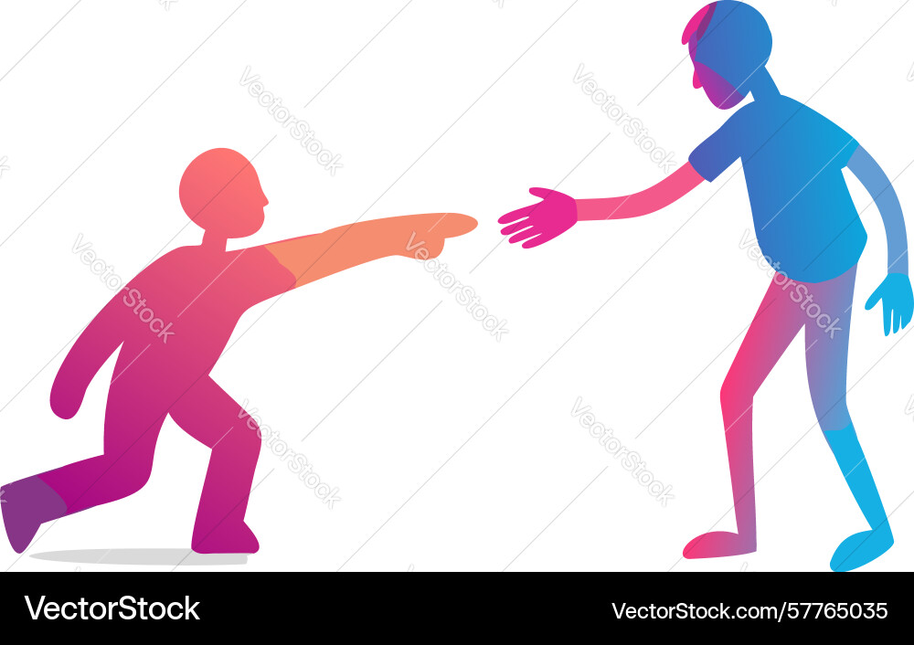 Dynamic figures collaborating and exchanging vector image
