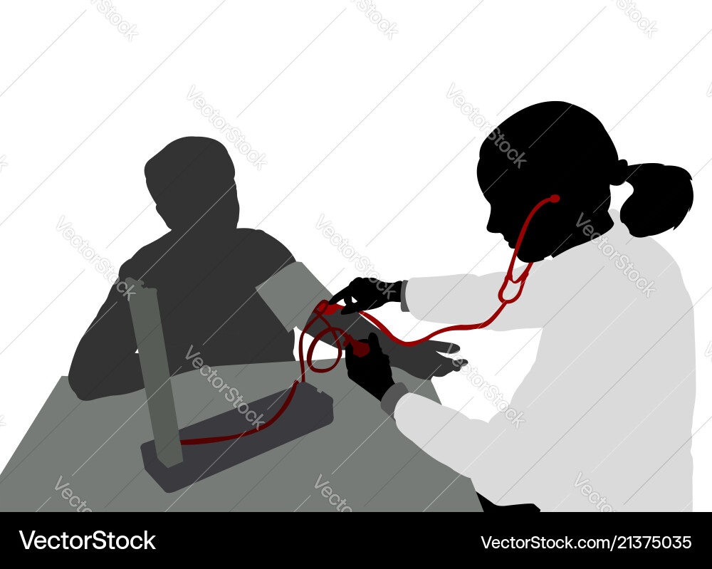 Female doctor measuring patients blood pressure Female doctor measuring patients blood pressure vector image