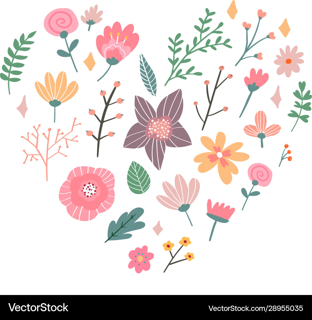 Floral bouquet hand drawn fantasy folk flowers Floral bouquet hand drawn fantasy folk flowers vector image