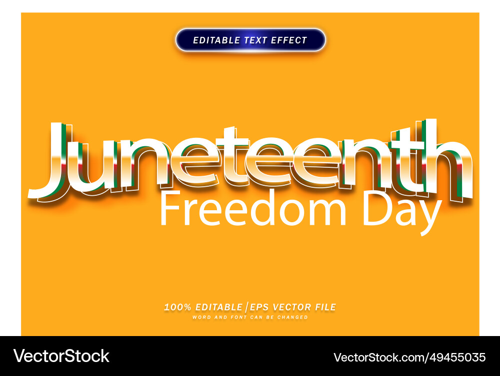 Juneteenth editable text effect Vector Image
