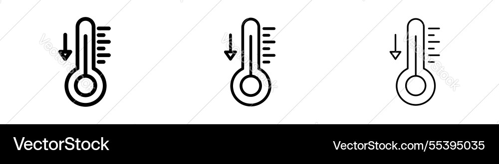 Low temperature icons in three different stroke Low temperature icons in three different stroke Vector Image