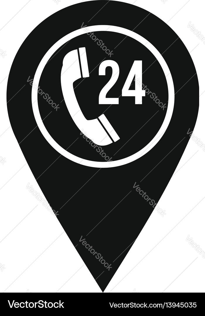 Map pointer with phone handset icon simple style Map pointer with phone handset icon simple style vector image