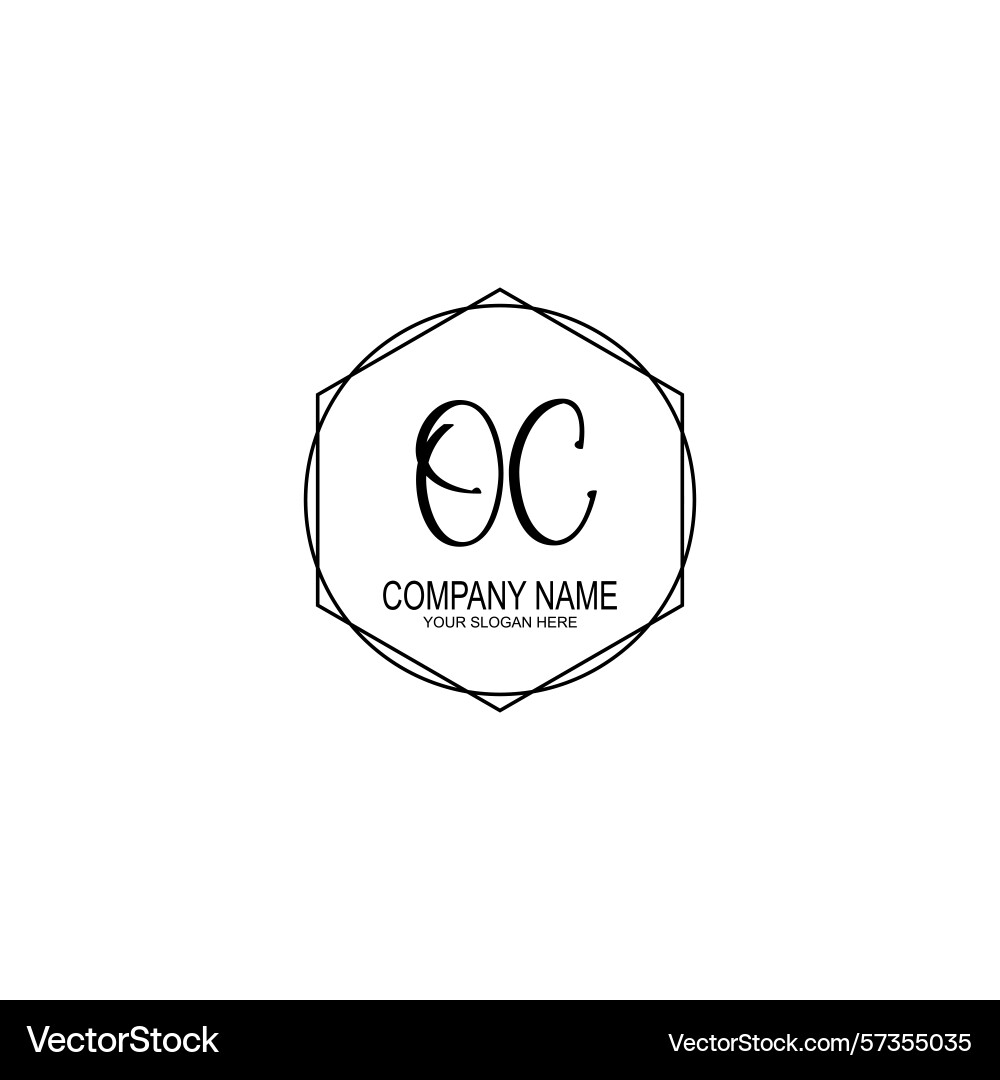Minimalist handwritten oc initial logos with soft Vector Image