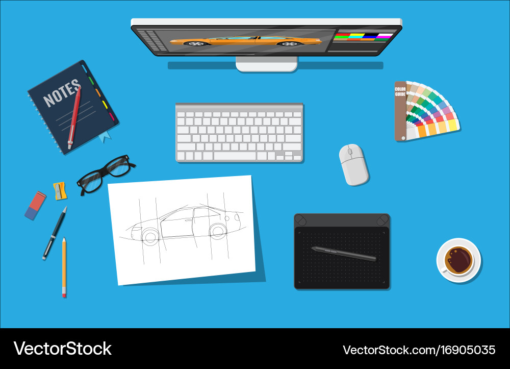 Modern Workspace Setup Vector Image