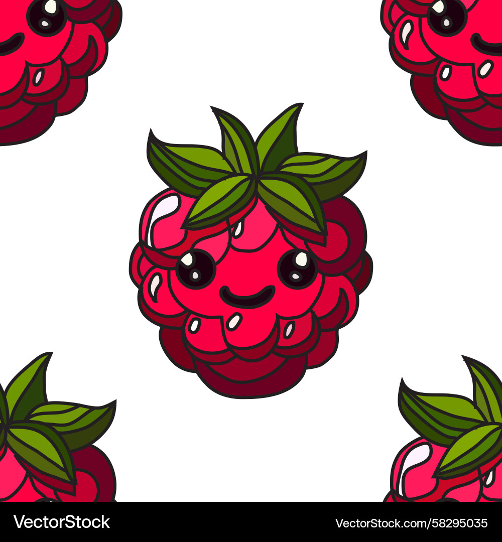 Raspberry Fruit Seamless Pattern Vector Image