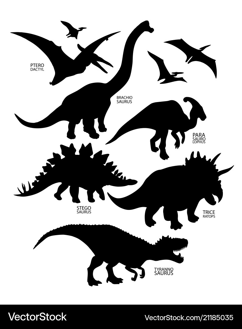 Silhouettes of dinosaur Silhouettes of dinosaur vector image