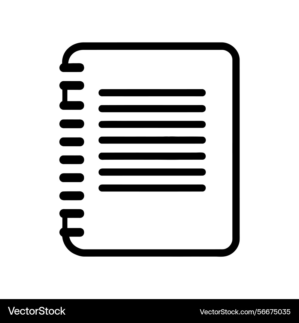 Simple notebook icon with horizontal lines vector image