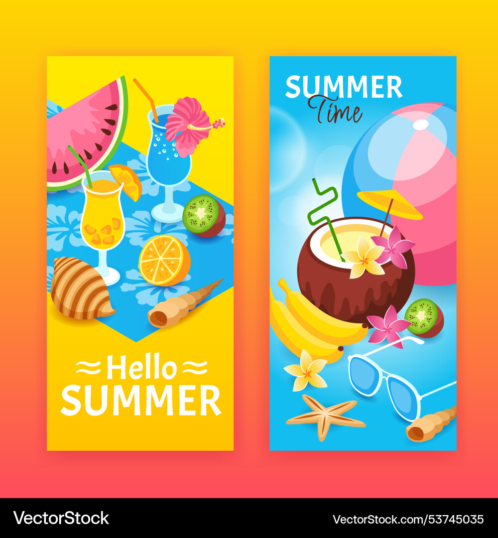 Vibrant summer banners with tropical elements Vibrant summer banners with tropical elements vector image