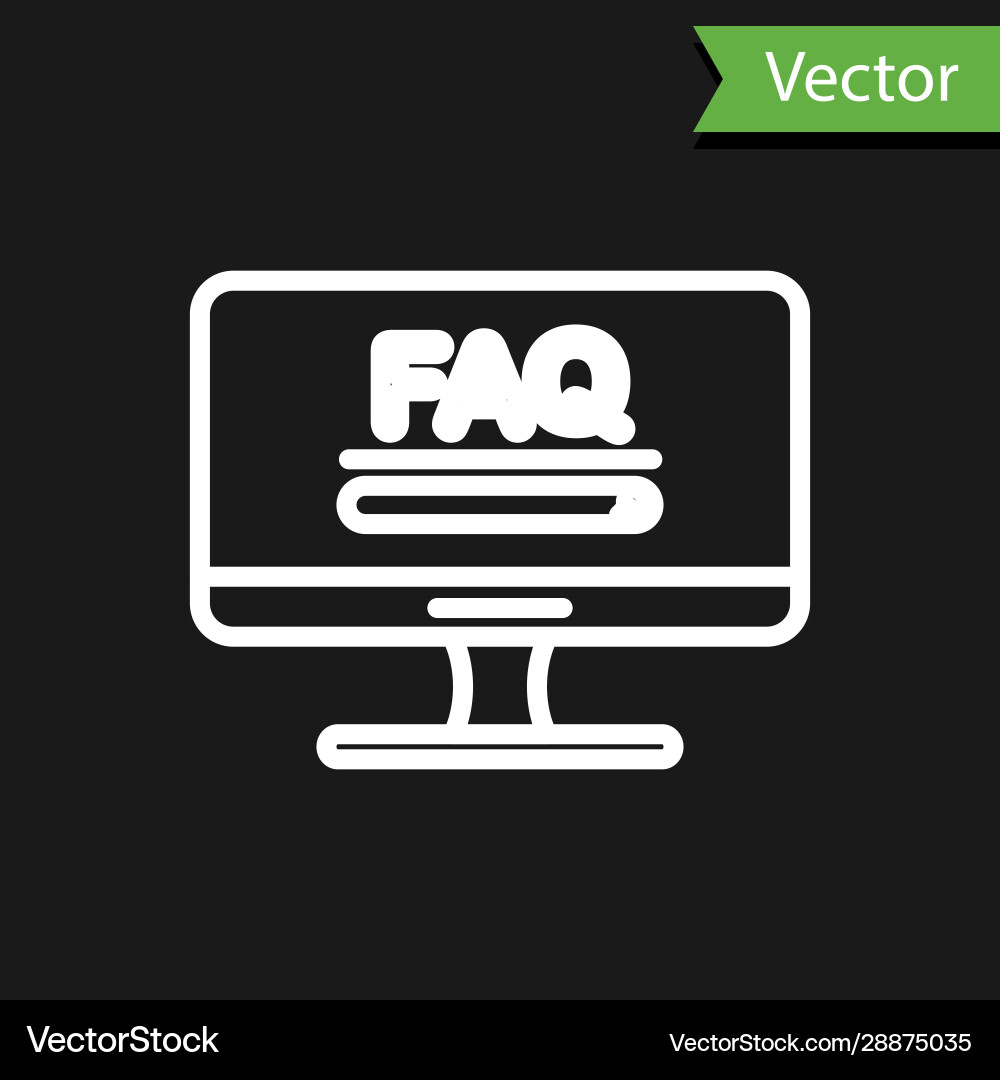 White line computer monitor with text faq Vector Image