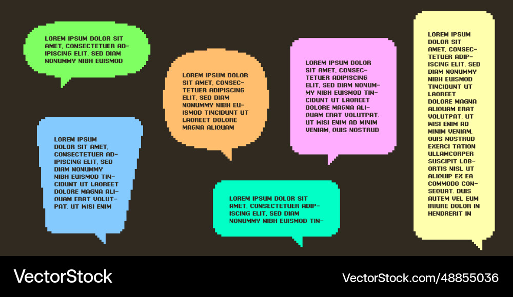 8 bit pixel art texting dialogue boxes vector image